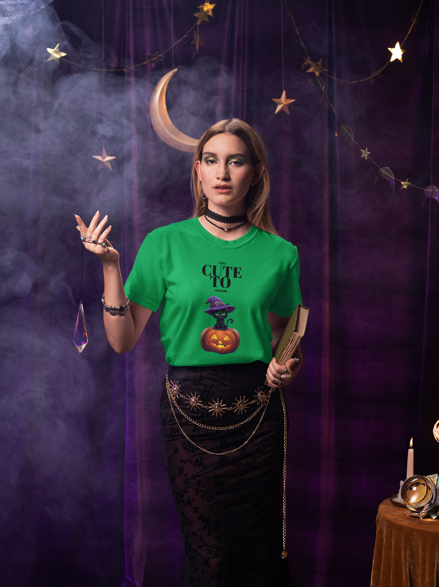 T-shirt Halloween Chat Noir – Citrouille & Chapeau de Sorcière | Unisexe