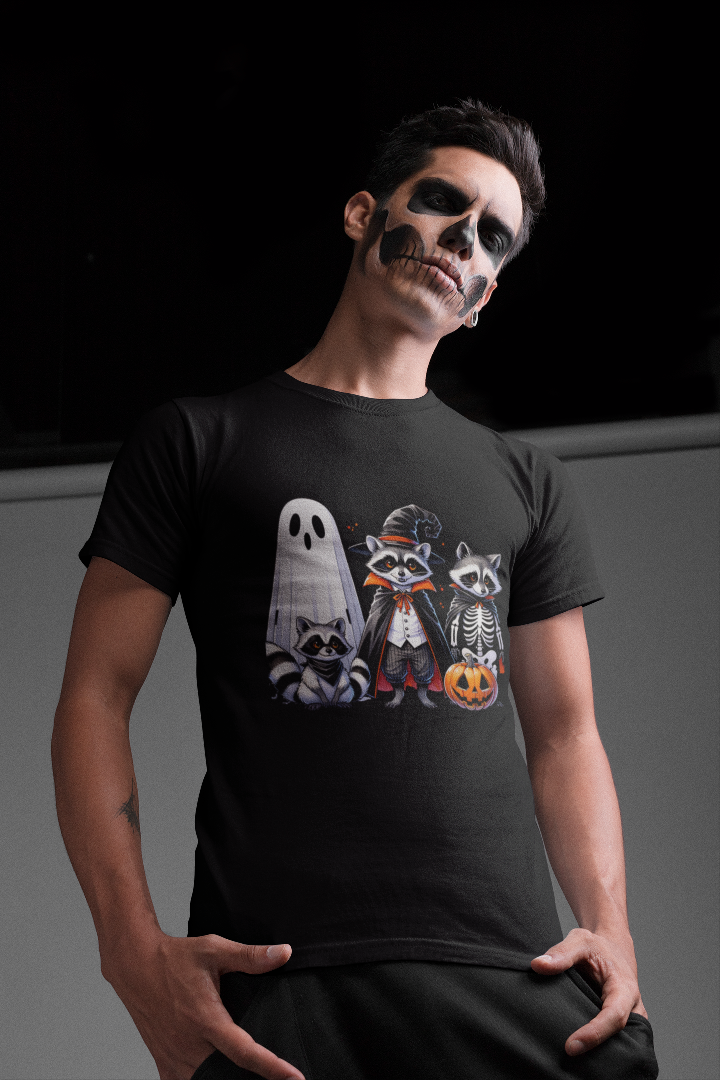 T-shirt Halloween Effrayant – Citrouille, Fantôme et Chauve-Souris