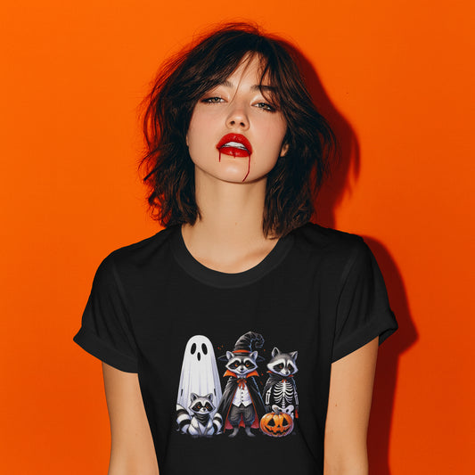 T-shirt Halloween Effrayant – Citrouille, Fantôme et Chauve-Souris