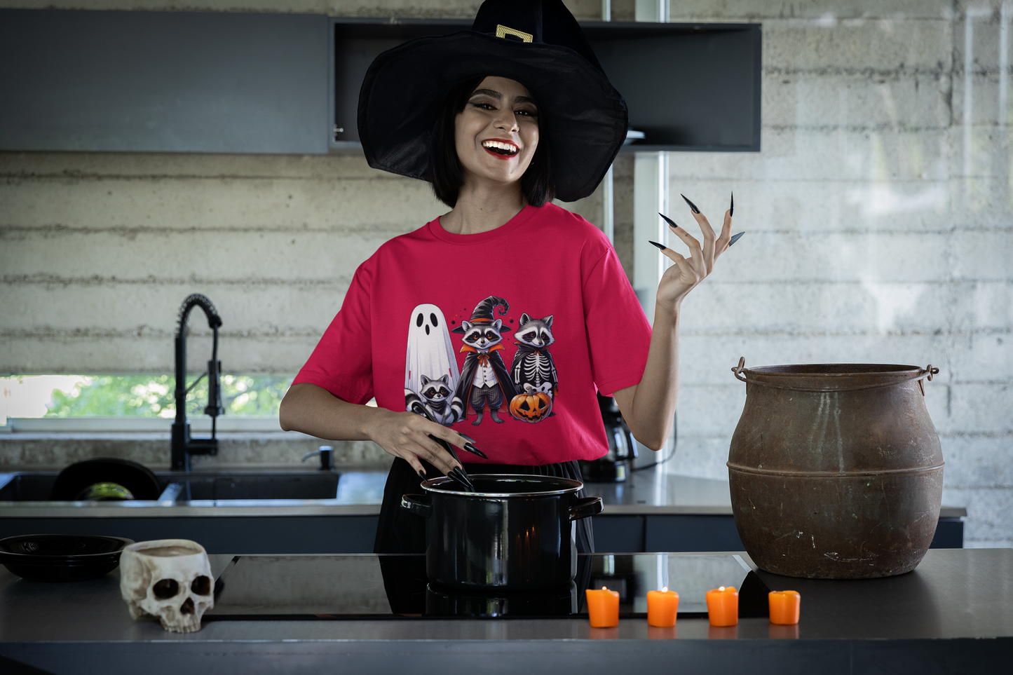 T-shirt Halloween Effrayant – Citrouille, Fantôme et Chauve-Souris